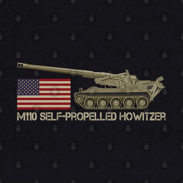 M110 Self-propelled Howitzer USA American Flag Gift by Battlefields